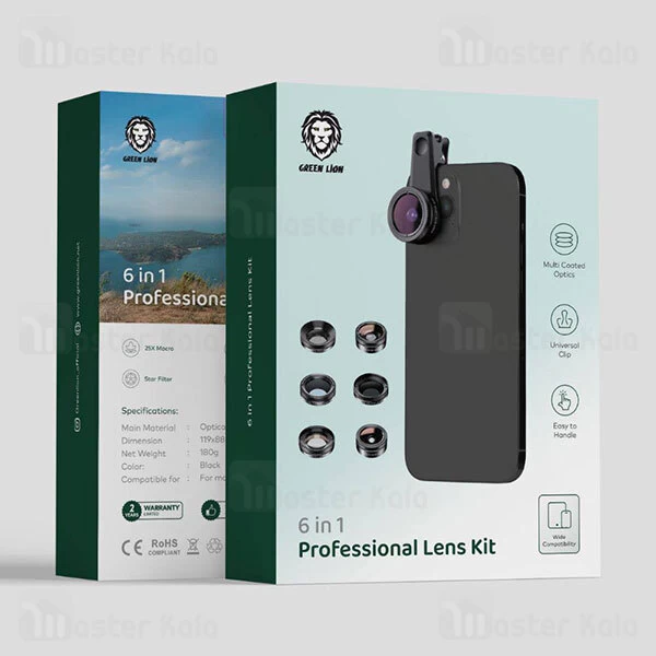 کیت لنز کیلیپسی موبایل گرین لاین Green Lion 6 in 1 Professional Lens Kit
