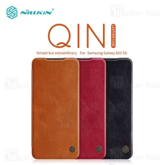 کیف چرمی نیلکین سامسونگ Samsung Galaxy A22 5G / F42 5G Nillkin Qin Leather Case دارای محافظ دوربین