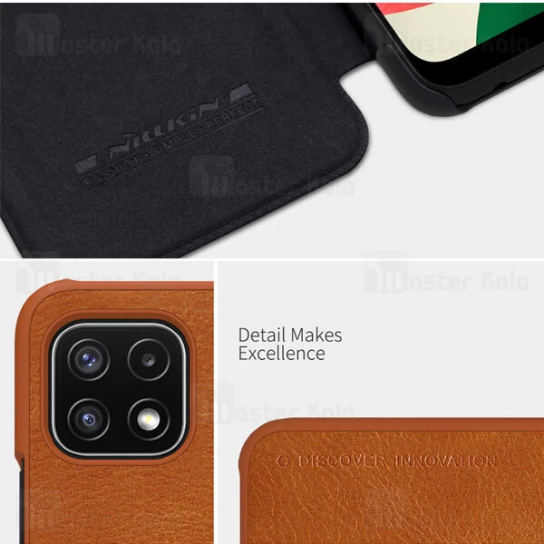 کیف چرمی نیلکین سامسونگ Samsung Galaxy A22 5G / F42 5G Nillkin Qin Leather Case دارای محافظ دوربین