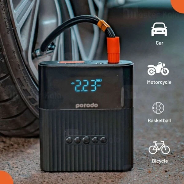پاوربانک و کمپرسور باد و جامپ استارتر خودرو 8800 میلی آمپر Porodo Multi Function Jump Starter