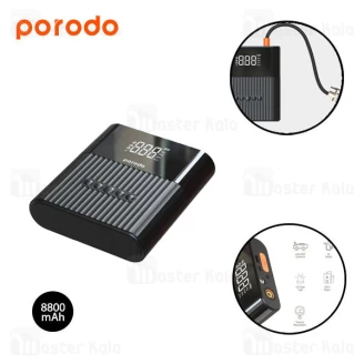پاوربانک و کمپرسور باد و جامپ استارتر خودرو 8800 میلی آمپر Porodo Multi Function Jump Starter