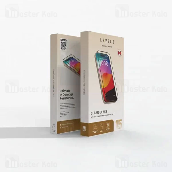 گلس تمام صفحه تمام چسب آیفون لولو Apple iPhone 15 Levelo Clear