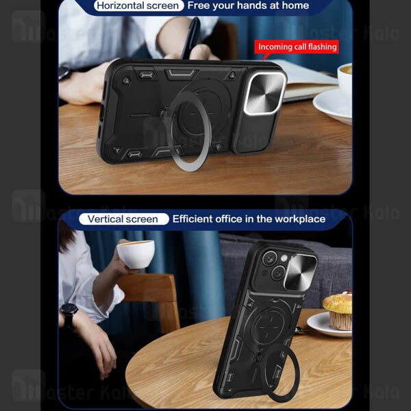 قاب ضد ضربه مگنتی Apple iPhone 15 Magnetic Support Case دارای محافظ دوربین