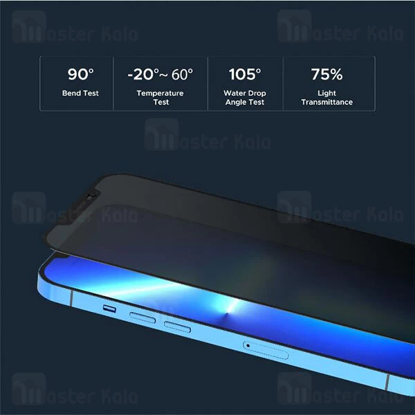 گلس حریم شخصی تمام صفحه تمام چسب آیفون لولو Apple iPhone 15 Levelo Privacy