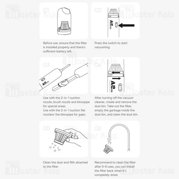 جارو شارژی ماشین بیسوس Baseus A2Pro VCAQ040001 توان 80 وات