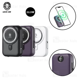 پاوربانک وایرلس 20000 مگ سیف Green Lion Monaco Magsafe توان 22.5 وات و کابل لایتنینگ