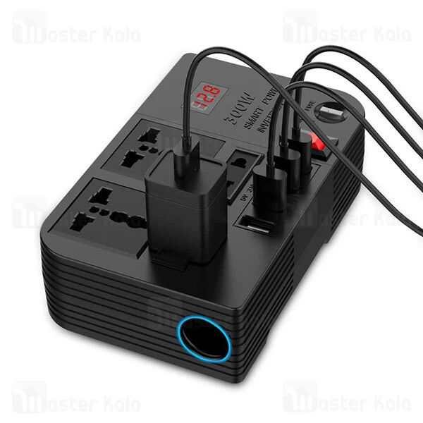 شارژر فندکی و چند راهی برق خودرو گرین لاین Green Lion Spark 3 Power Inverter توان 300 وات