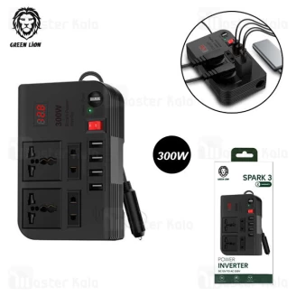 شارژر فندکی و چند راهی برق خودرو گرین لاین Green Lion Spark 3 Power Inverter توان 300 وات