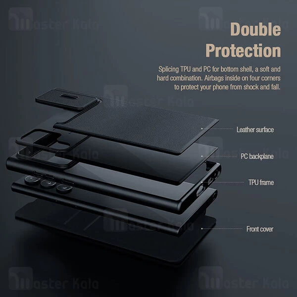 کیف چرمی نیلکین سامسونگ Samsung Galaxy S23 Ultra Nillkin Qin Pro Leather Case دارای محافظ دوربین