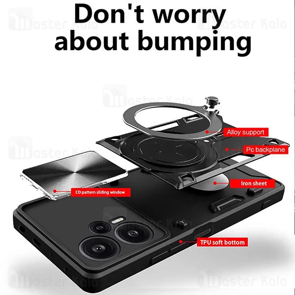 قاب ضد ضربه مگنتی Xiaomi Poco F5 / Redmi Note 12 Turbo Magnetic Support Case دارای محافظ دوربین
