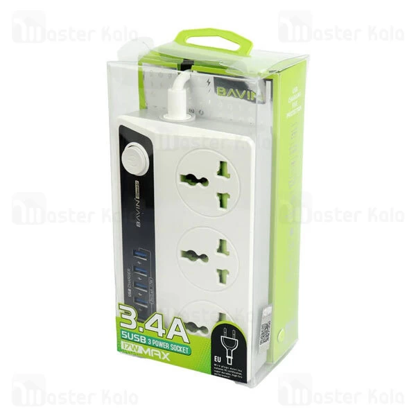 چند راهی برق و شارژر باوین Bavin PC512 توان 17 وات