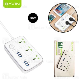 سه راهی برق و شارژ باوین Bavin PC588 Power Strip دارای 6 پورت USB