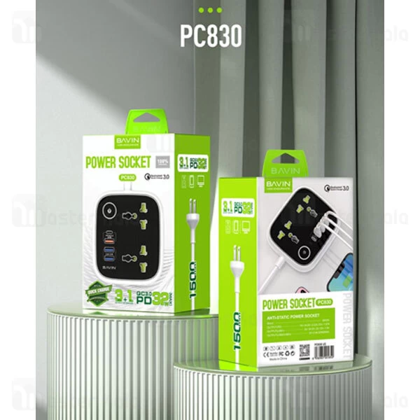 چند راهی برق و شارژر باوین Bavin PC830 دارای 4 پورت