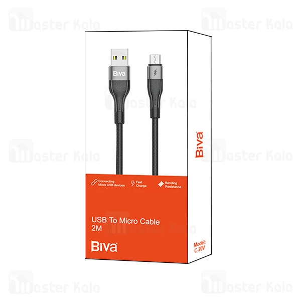 کابل میکرو یو اس بی بیوا Biva C-20V طول 2 متر توان 15 وات