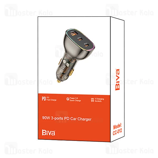 شارژر فندکی 2 پورت بیوا Biva CC-012 توان 90 وات