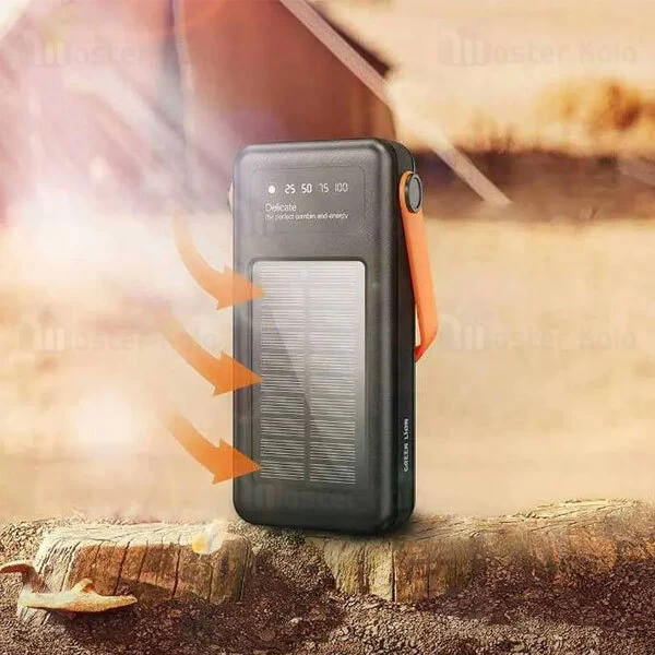 پاوربانک خورشیدی 30000 گرین لاین Green Lion GNSOLAR30PBBK توان 10 وات و کابل متصل