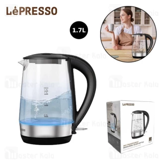 کتری برقی لپرسو LePresso 360 Quick Boil Glass Kettle LPRGKTBK ظرفیت 1.7 لیتر
