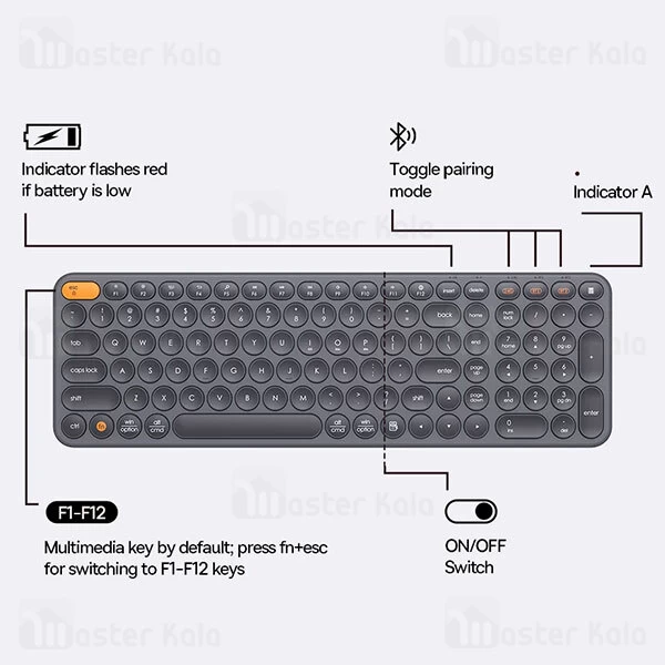 کیبورد بلوتوثی سه حالته بیسوس Baseus Tri-Mode Keyboard K01A