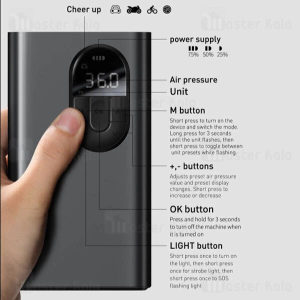 کمپرسور باد بیسوس Baseus Energy Source Inflator Pump Wireless Air Pump CRNL040001 توان 54 وات