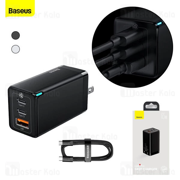 شارژر دیواری Baseus GaN3 Pro Fast Charger 2C+U CCGP050001 CN QC PD FCP SC 65W