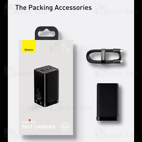 شارژر دیواری Baseus GaN3 Pro Fast Charger 2C+U CCGP050001 CN QC PD FCP SC 65W