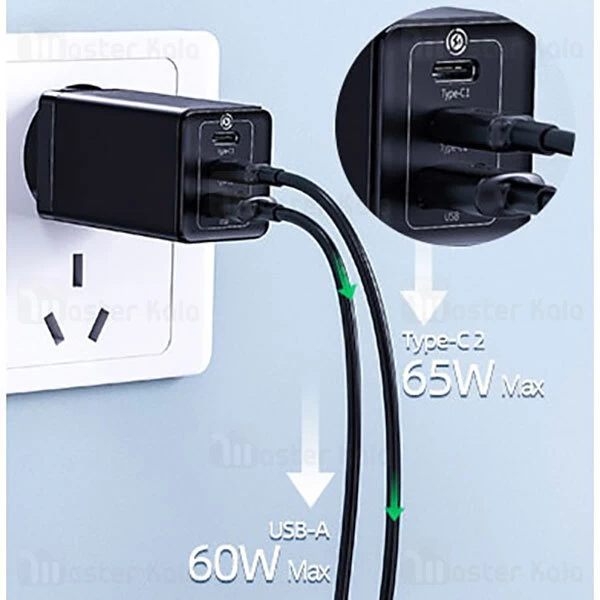 شارژر دیواری Baseus GaN3 Pro Fast Charger 2C+U CCGP050101 EU QC PD FCP SC 65W