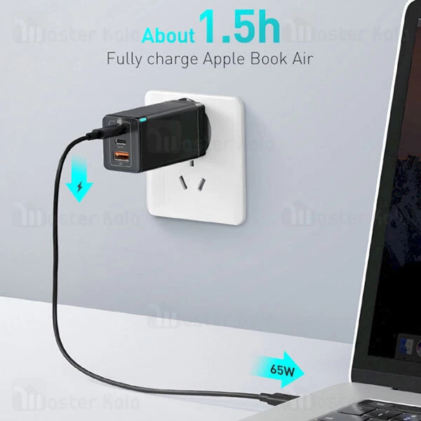 شارژر دیواری Baseus GaN3 Pro Fast Charger 2C+U CCGP050101 EU QC PD FCP SC 65W