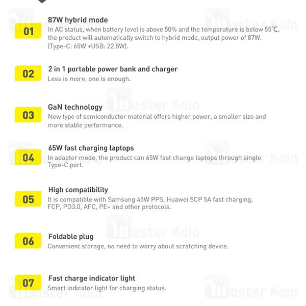 شارژر دیواری و پاوربانک Baseus Power Station 4 10000mAh 87W CN PPHD010001