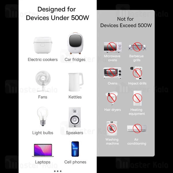 چند راهی بیسوس Baseus Super Si Power Inverter 500W CN EU 220V CGNB000101 ولتاژ 220 ولت