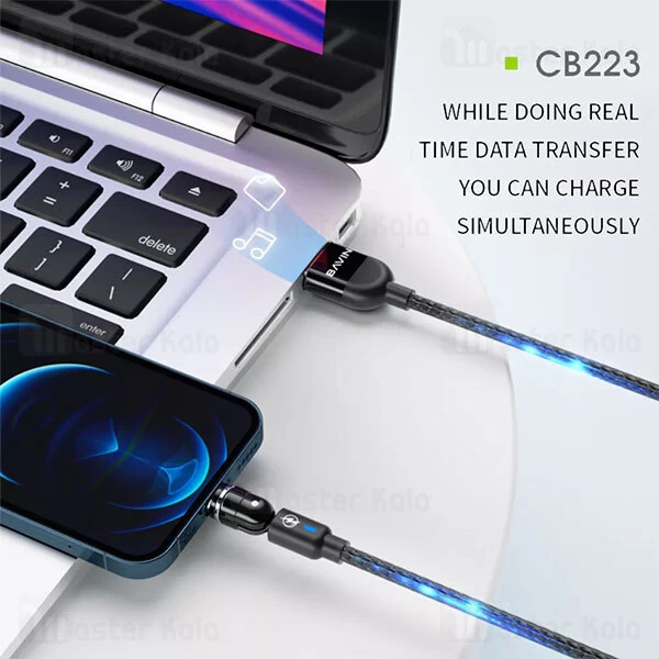 کابل مگنتی سه سر باوین Bavin CB-223 Strong Magnetic 180 Bending Fast Charge طول 1 متر توان 3 آمپر