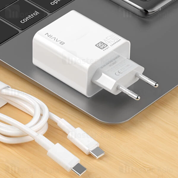 شارژر دیواری Bavin PC800Y 45W PD QC3.0 Super Fast Charging EU