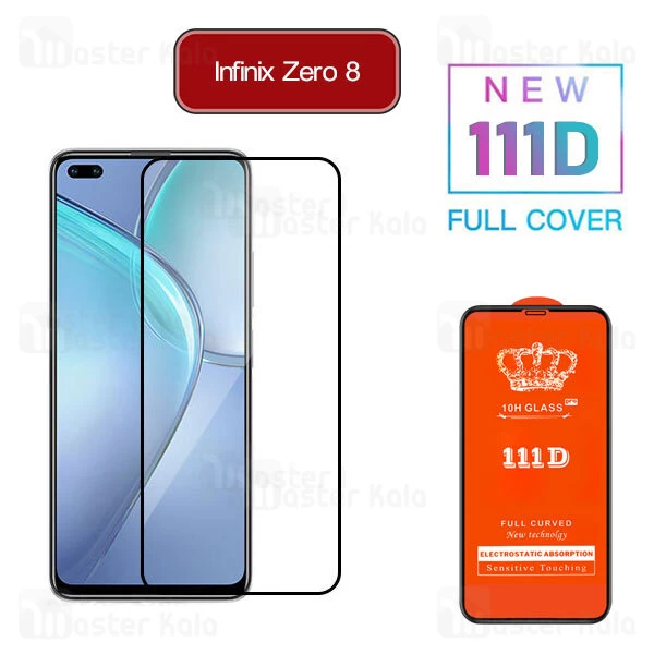 محافظ صفحه شیشه ای تمام صفحه تمام چسب اینفینیکس Infinix Zero 8 111D Glass