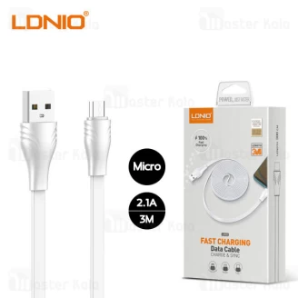 کابل میکرو یو اس بی الدینیو LDNIO LS553 Micro USB Efficiency Charging طول 3 متر توان 2.1 آمپر