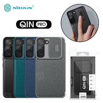 کیف چرمی نیلکین Samsung Galaxy S22 Nillkin Qin Pro Plain Leather Cloth Case دارای محافظ دوربین