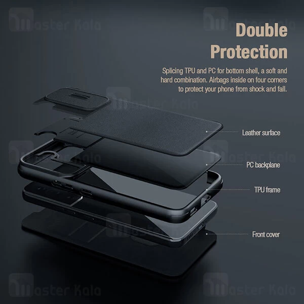 قاب محافظ لنز چرمی Nillkin Qin Pro Leather Case Samsung S22 Sliding Cover