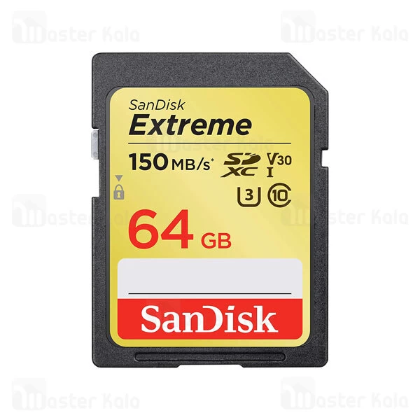کارت حافظه اس دی 64 گیگابایت سن دیسک SanDisk Extreme SDXC UHS-I Card 4K UHD 150MB/s 64GB