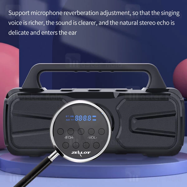 اسپیکر بلوتوث زیلوت Zealot P2 Bluetooth Speaker Solar 16W توان 16 وات رم و فلش خور دارای میکروفون