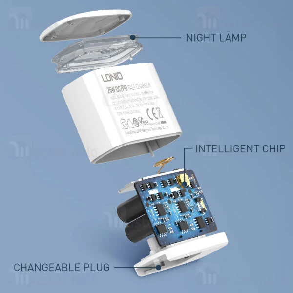 Buy-Price-LDNIO-2423C-25W-Fast-Wall-Charger-With-Night-Lamp-PD-QC-30-5