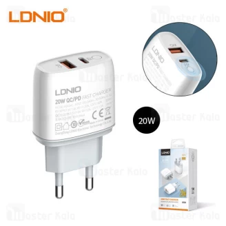 شارژ دیواری الدینو LDNIO A2424C PD QC 3 توان 20 وات همراه کابل
