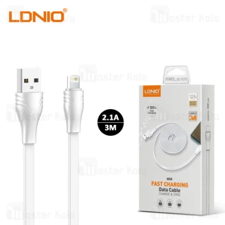 کابل لایتنینگ الدینیو LDNIO LS553 Lightning Charging Data Cable طول 3 متر و شدت جریان 2.1 آمپر