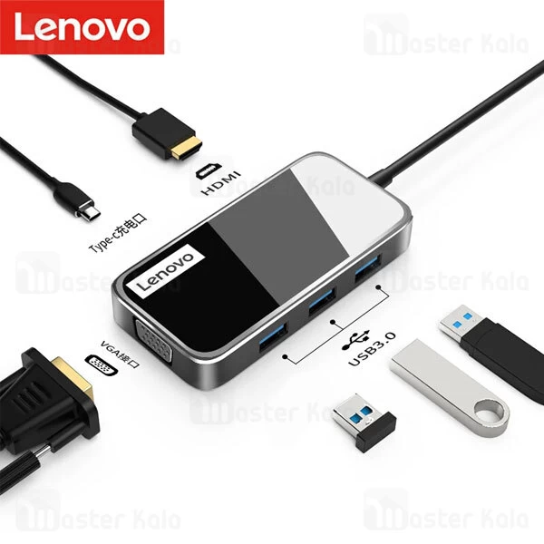 هاب 6 پورت لنوو Lenovo EV06 Multifunctional Type C Hub