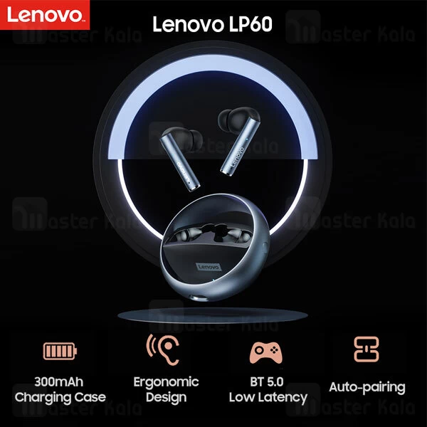 هندزفری بلوتوث دوگوش لنوو Lenovo LP60 True Wireless Rotating Bluetooth Headset