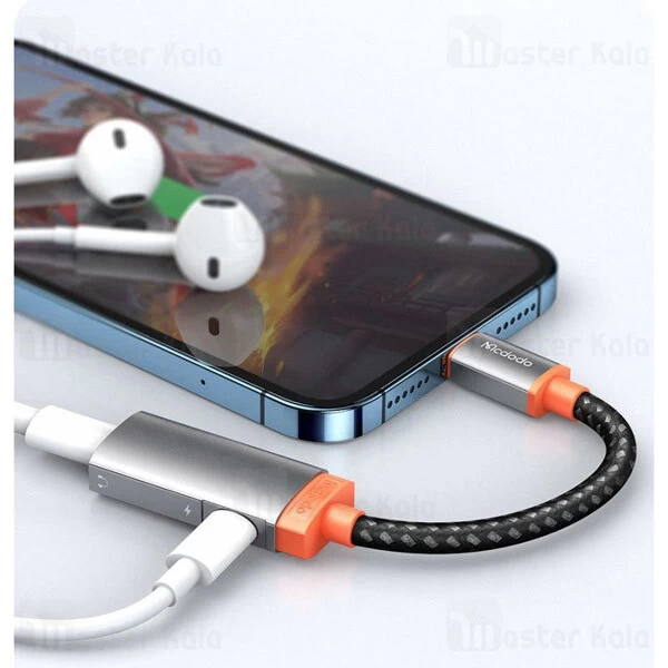کابل تبدیل لایتنینگ اتصال همزمان هندزفری و شارژر مک دودو Mcdodo CA-0490 Dual Lightning Adapter
