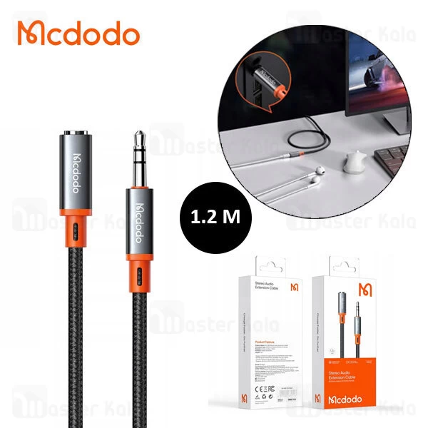 کابل افزایش طول صدا AUX مک دودو Mcdodo CA-0800 3.5mm AUX Jack to 3.5mm AUX Port Cable طول 1.2 متر