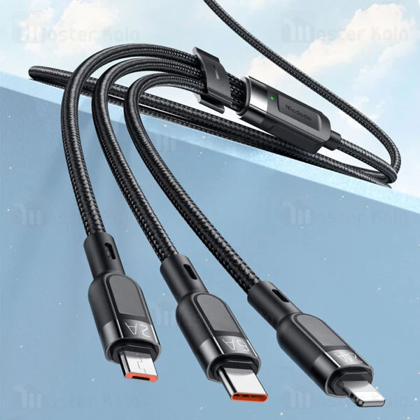 کابل سه سر مک دودو Mcdodo CA-0930 3 In 1 Super Fast Charging Cable توان 66 وات طول 1.2 متر