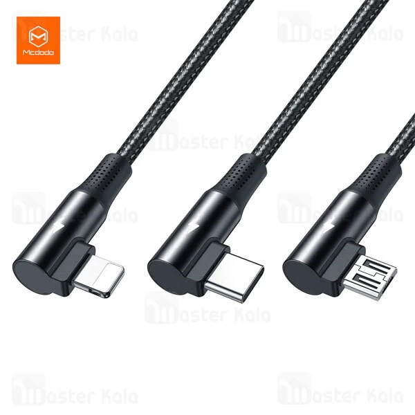 کابل سه سر 90 درجه مک دودو Mcdodo CA-8880 3 in 1 90 Degree Cable توان 15 وات طول 1.2 متر