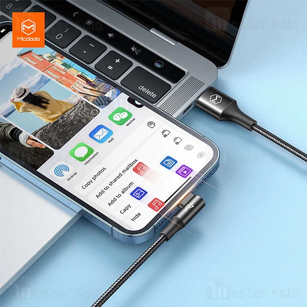 کابل سه سر 90 درجه مک دودو Mcdodo CA-8880 3 in 1 90 Degree Cable توان 15 وات طول 1.2 متر