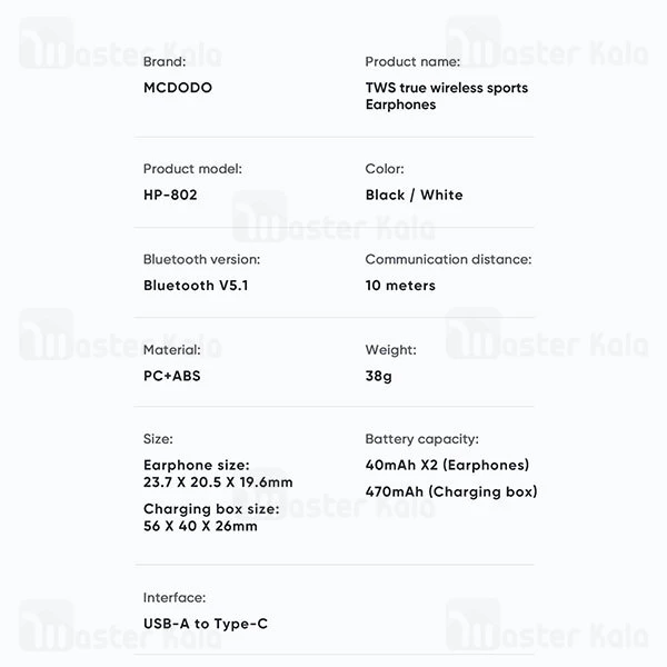 هندزفری بلوتوث Mcdodo HP-8021 Airlinks ENC Wireless Earbuds