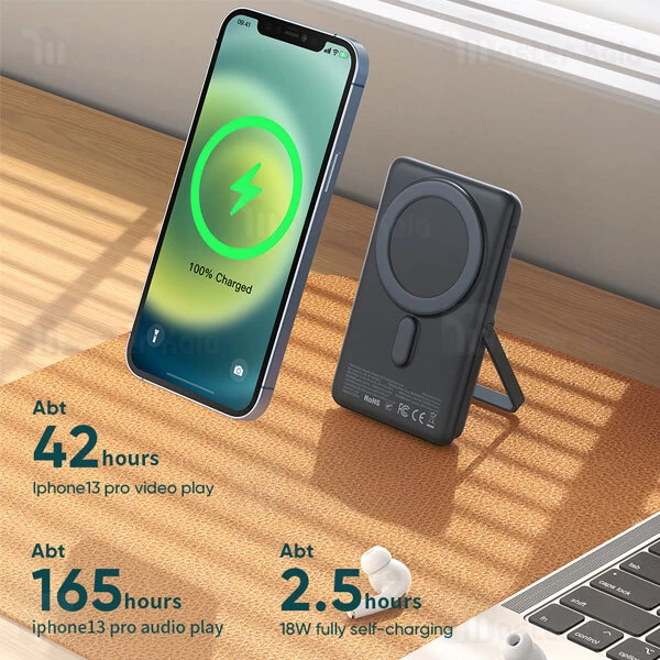 پاوربانک وایرلس 10000 مگنتی مک دودو Mcdodo MC-0691 Digital Display Powerbank توان 20 وات دارای استند