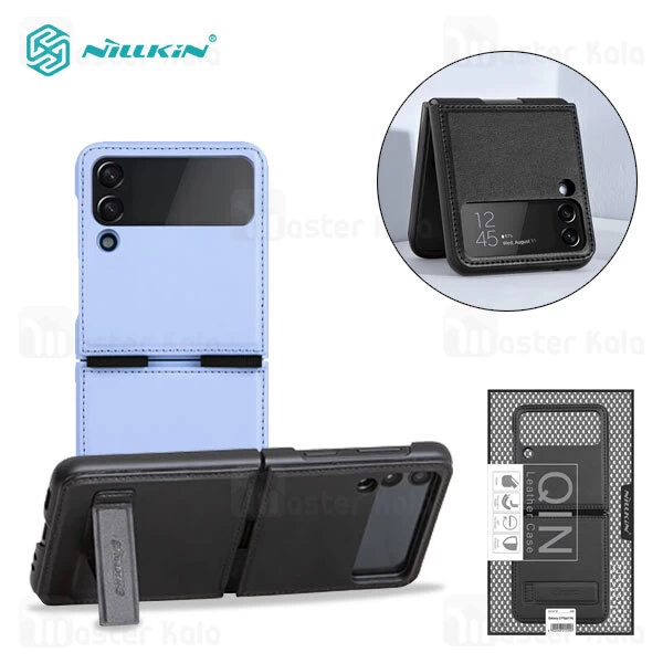 کیف چرمی نیلکین Samsung Galaxy Z Flip 3 5G Nillkin Qin Plain Leather Cloth Case دارای استند